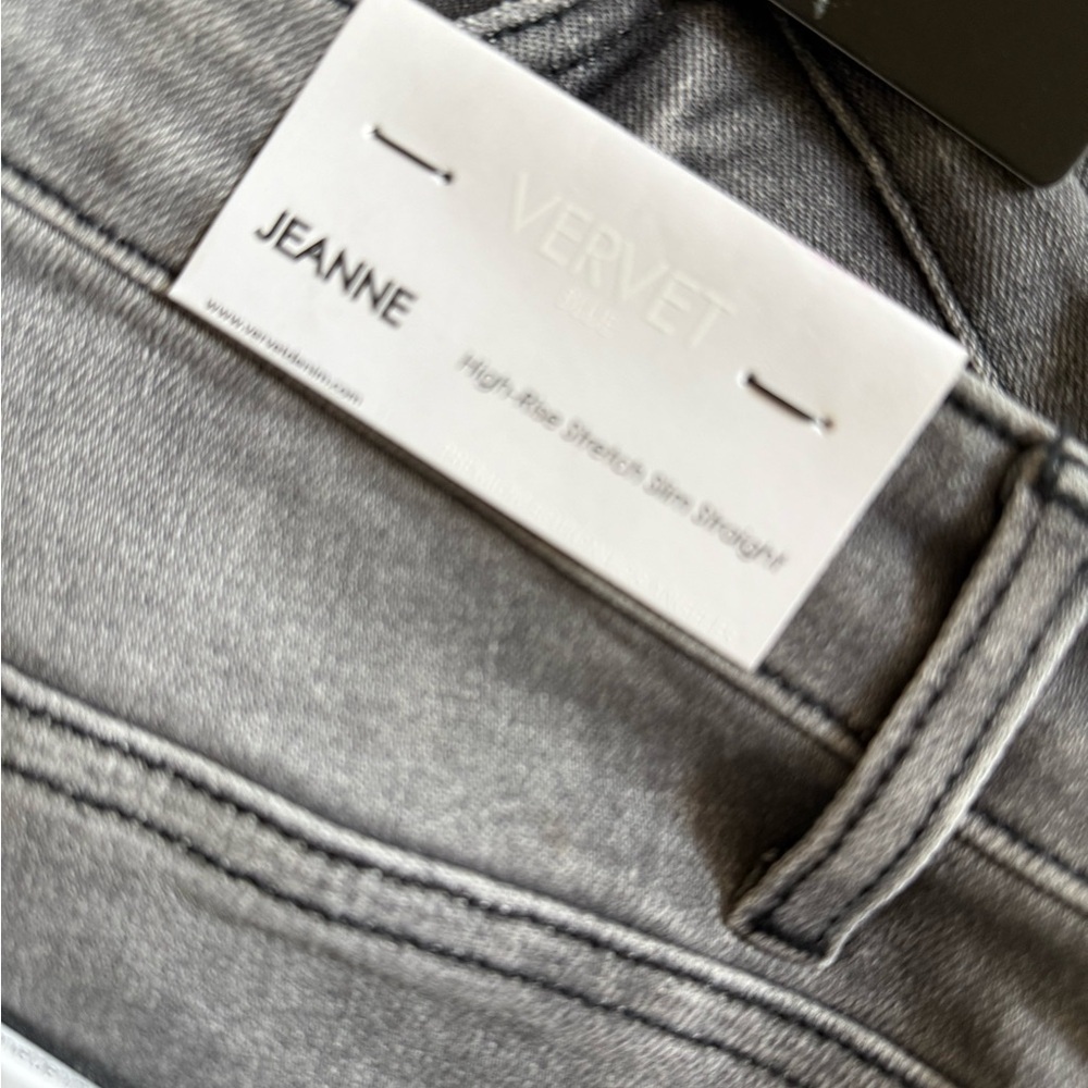 VERVET by Flying Monkey Blue Jeanne High-rise Stretch Slim Straight Gray Jeans - Picture 3 of 5